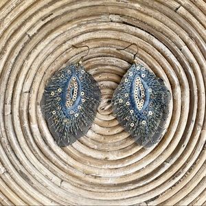 Dark Blue Sequin Boho Earrings